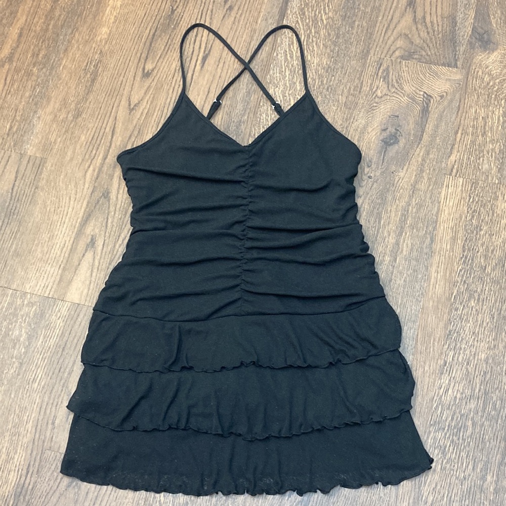 Black Tiered Ruffle Slip Dress - Women's